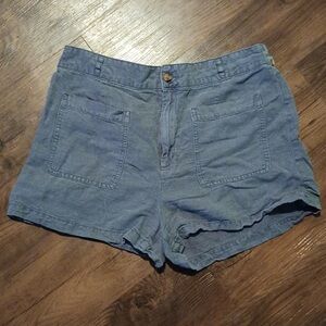 C&C California Blue Greywash High-waisted Chambray Cargo Shorts